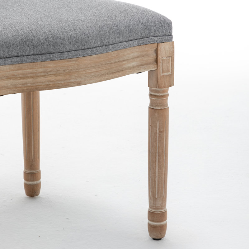 Chaise de salle à manger rembourrée à dossier ovale French Provincial, Gris
