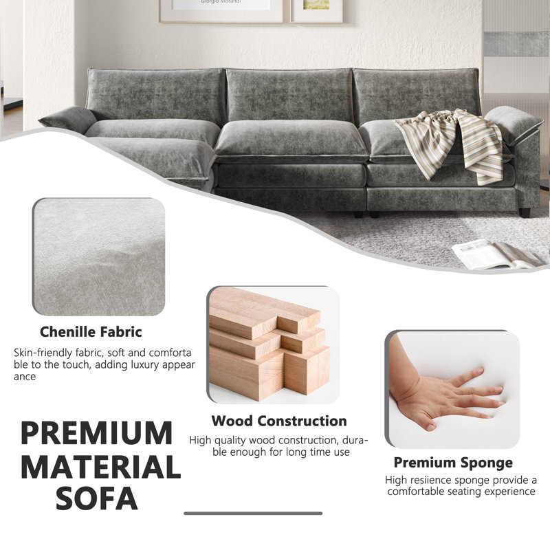 Arlynda 4 - Piece 118.9" L-Shaped Upholstered Sectional Sofa Couch