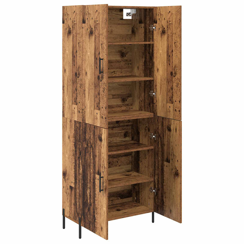  Highboard Black Oak 69.5 X 34 X 180 Cm Engineered Wood, Old Wood