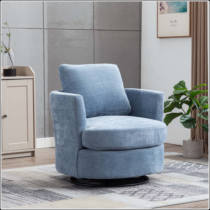 Fauteuil demi-tonneau 31,9 "pivotant à 360 ° 31,3 po avec siège amovible, Light Blue