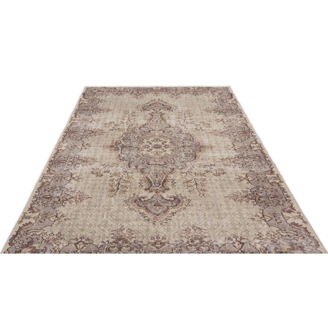 Atina Beige Vintage Wool Handmade Area Rug