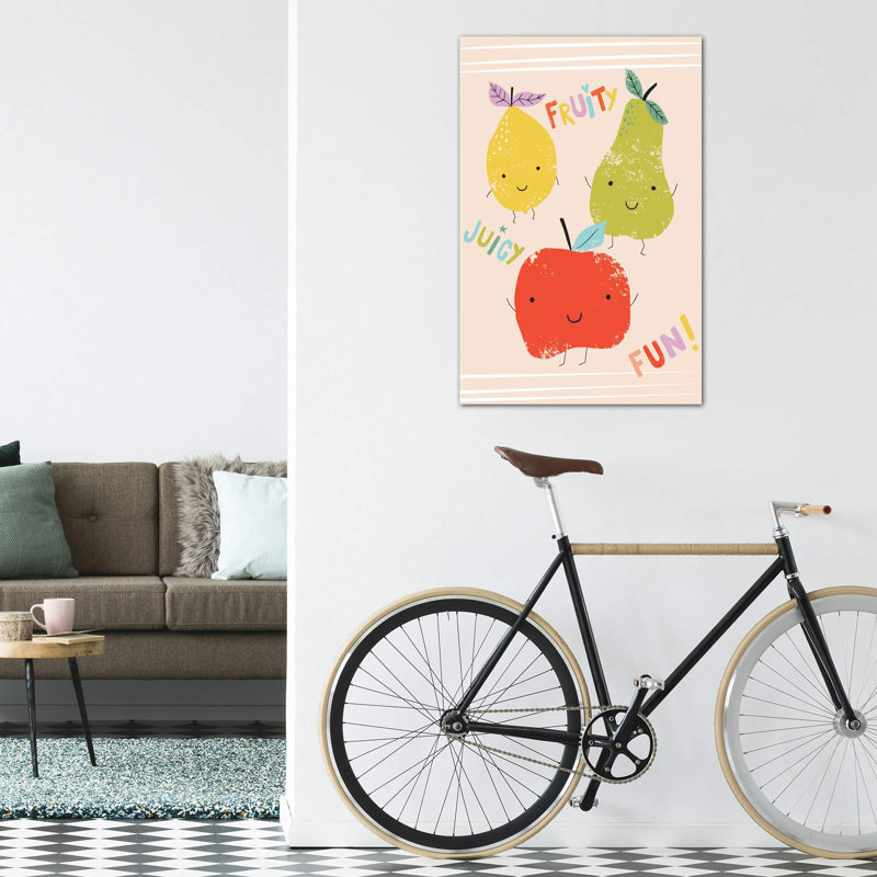 «Fruit Fun I» par Caroline Alfreds - impression d'art graphique, H 48 po x l 32 po x P 1,5 po, Toile tendue, Pas de tapis