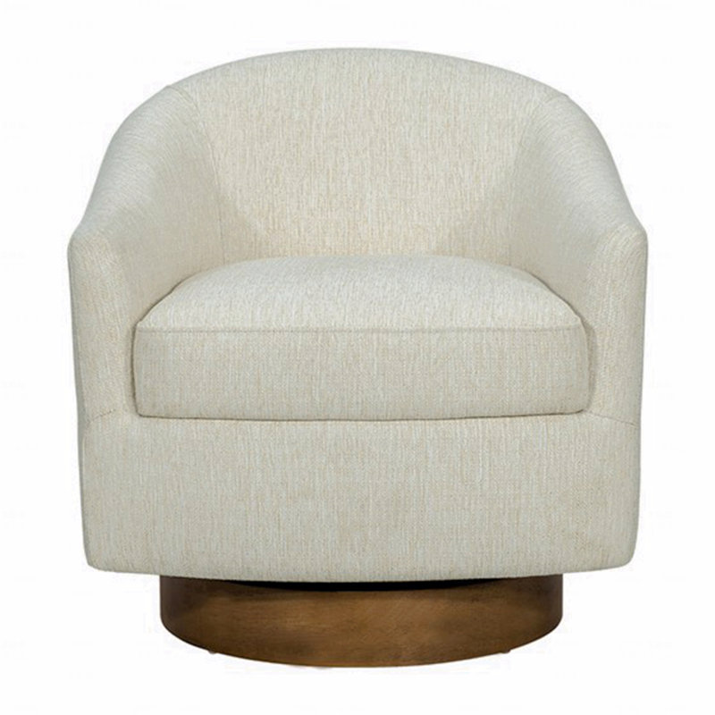 Chaise pivotante rembourrée avec base en bois crème Voir ci-dessous