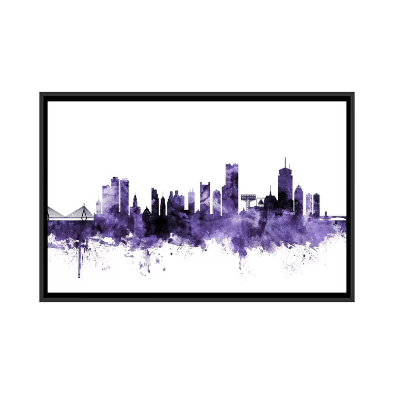 " Boston, Massachusetts Skyline I " by Michael Tompsett, 18" H x 26" W x 1.5" D, Black Framed Canvas, No Mat