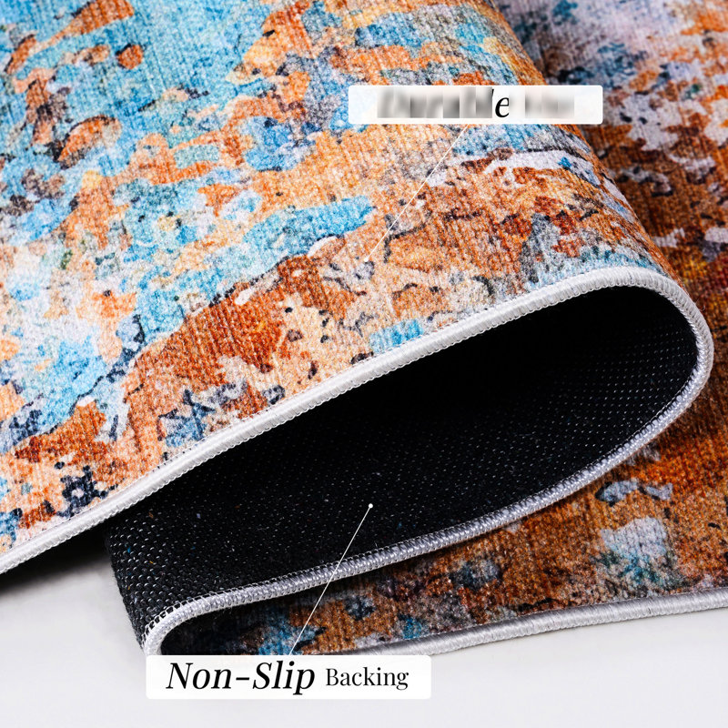 Machine Washable Area Rug - Non-slip, Non-shedding, Low-pile, Foldable, & Pet Lovingly For Living Room, Bedroom, Kitchen, Dining Room Appearance Home Washable, Foldable Soft Suitable