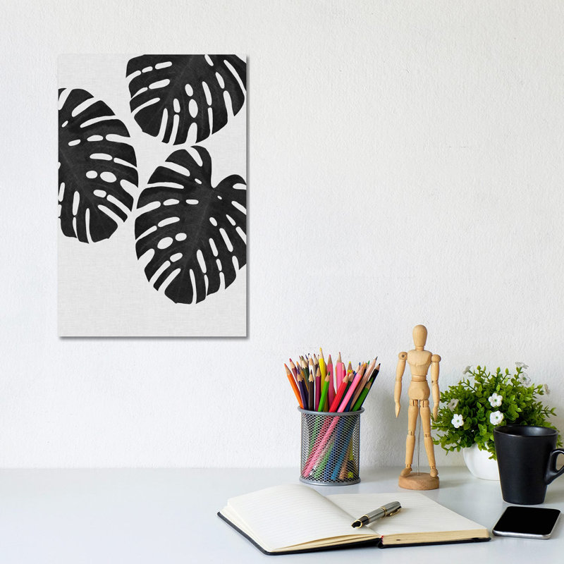 Monstera Leaf III B&W by Orara Studio - Wrapped Canvas Gallery-Wrapped Canvas Giclée, 20.32 cm H x 30.48 cm W