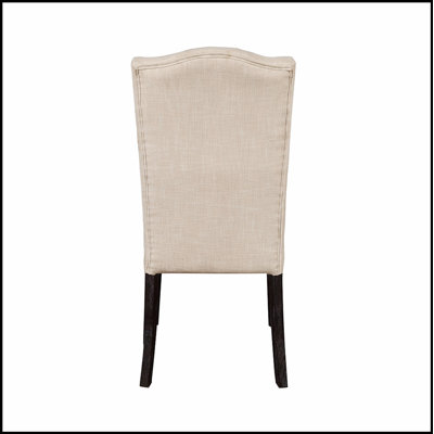 Ensemble de 2 chaises de salle à manger rembourrées en lin avec dossier capitonné, alliant confort et élégance pour les espaces de salle à manger modernes.