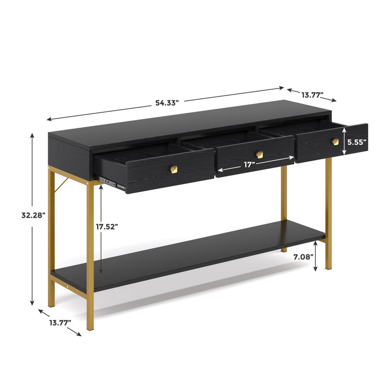 54 Devlin Mid-Century Wide Console Table Walnut Brown - WyndenHall