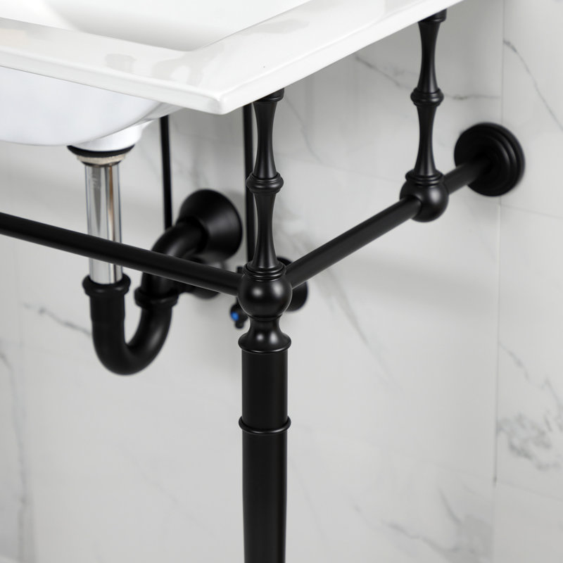 Lavabo de salle de bain console Edwardian, Noir mat, Centres de 4 po