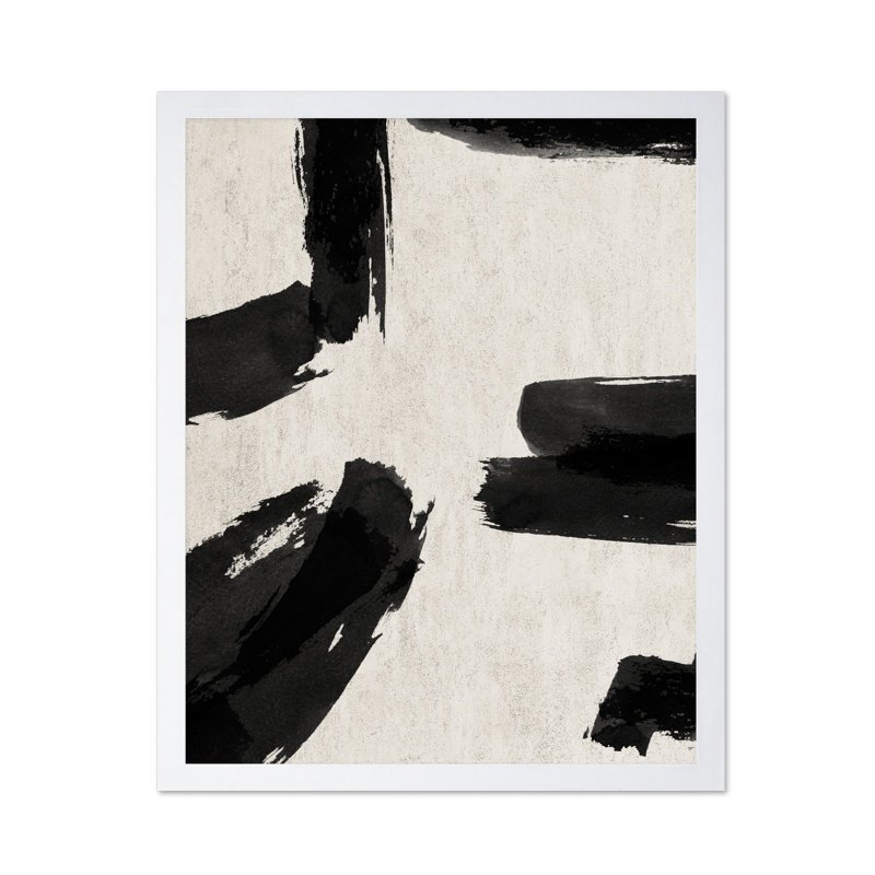 Coups de pinceau noirs no 1, Poster, 24"H x 32"W, White Framed