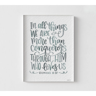 «In All Things» par Penny Lane, impression de Romains 8:37, affiche biblique, art mural verset de la Bible, cadeau pour pasteur, reproduction d'art encadrée