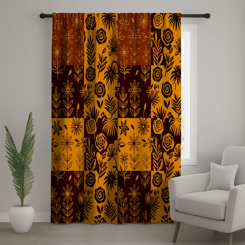 Rideaux à motif floral patchwork, voilages et voilages à motif floral - 1 panneau, 50 po x 92 po - 1 panneau, Blocage