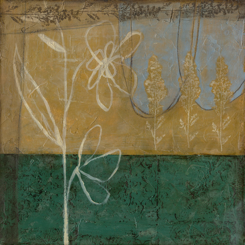 Small Pressed Wildflowers I by Jennifer Goldberger - Wrapped Canvas Painting, Brown/Grey/Green, 30cm H x 30cm W x 3.8cm D