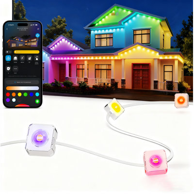 Smart RGBIC Permanent Outdoor Lights 100Ft, 100 Scene Modes With Warm White, Works With Alexa & Google Home, IP67 Waterproof For Year-Round Holiday & House Decor