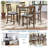 5 Piece Dining Table Set, Wooden Dining Square Table Set for 4, Counter Height Kitchen Table Set with Square Table and 4 Upholstered Chairs for Small Space, Walnut-212336750
