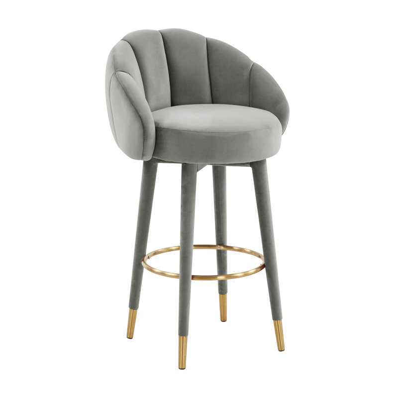 Lowther Myla Swivel Stool, Light Gray, Bar Stool (30.8” Seat Height)