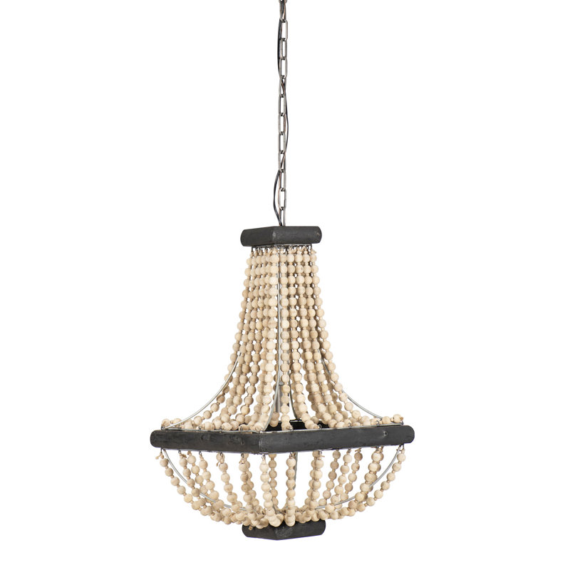 Lustre en perles de bois drapé, Brun clair