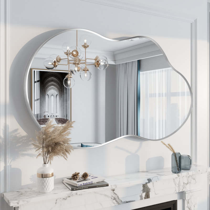Miroir mural Amara, 49 po x 27 po, Argent brossé