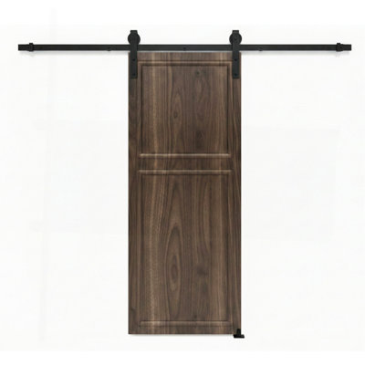 38 Series 30In.X84 In. 3/4 Inch Thickness 2-Panel Walnut Color Finished Mdf Sliding Door With Barn Door Hardware.