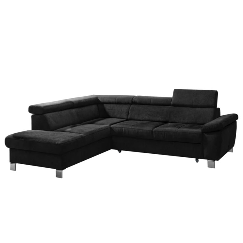 Lucy Upholstered Foldable Corner Sofa with Storage , Left Hand Facing, Black