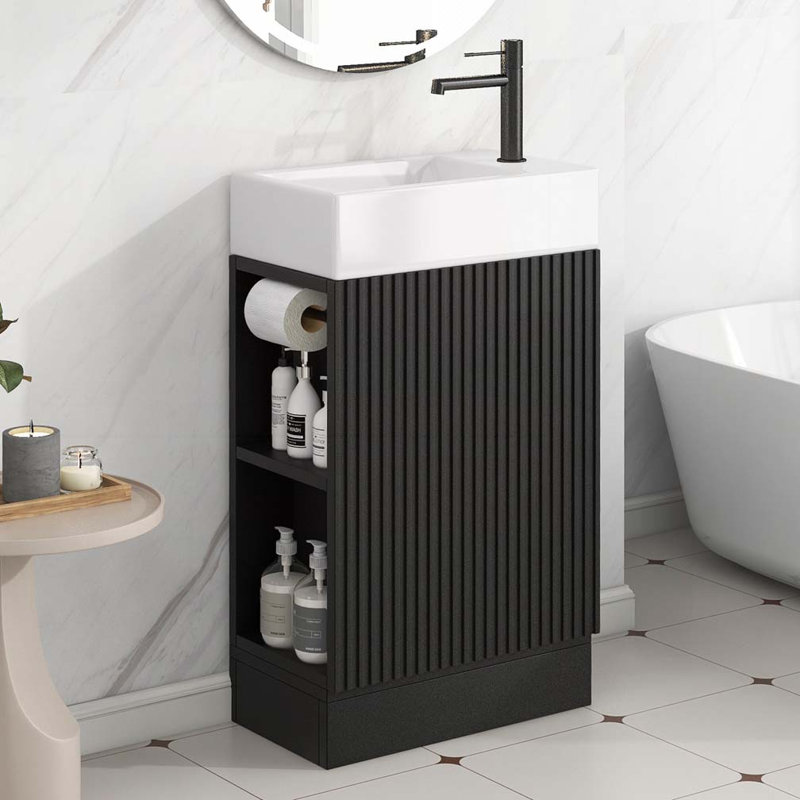 Meuble-lavabo 18,6 po avec lavabo, Noir