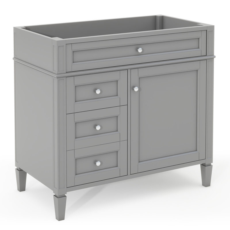 Meuble-lavabo de salle de bain sans lavabo supérieur, armoire de rangement moderne avec 4 tiroirs et tiroir basculant, meuble-lavabo de salle de bain