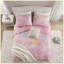 Ensemble de courtepointe 4 pièces pour grand lit / grand motif aquarelle Tie Dye avec coussin décoratif - rose-130092512