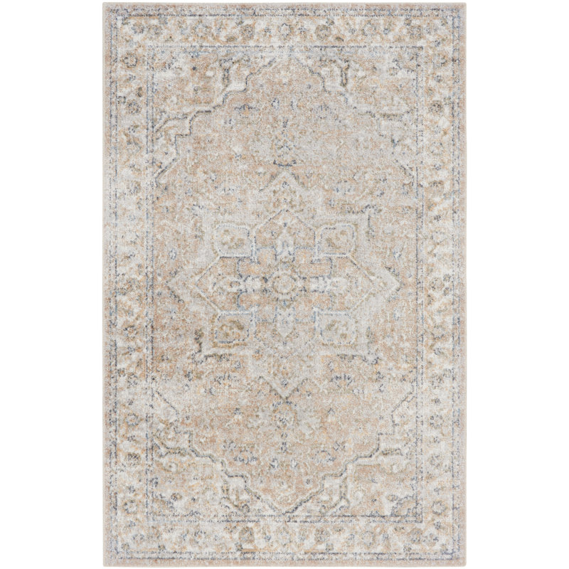 Tapis beige lavable à la machine Laleia, Rectangle 4 pi x 6 pi