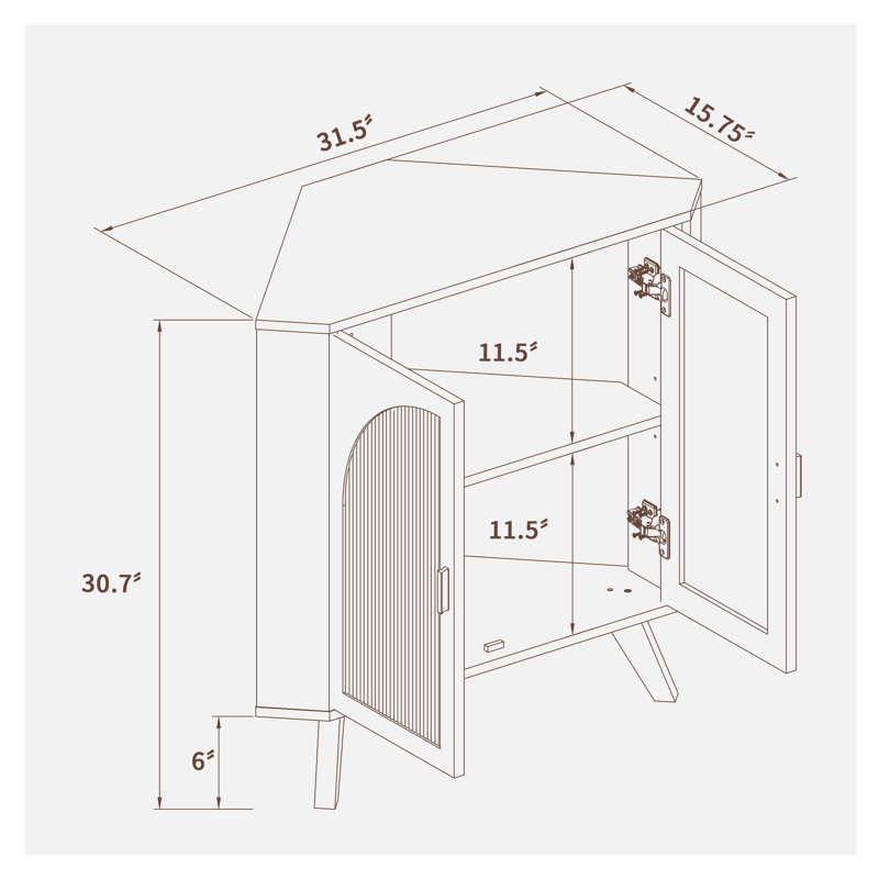 30.7" Corner Accent Cabinet, Brown