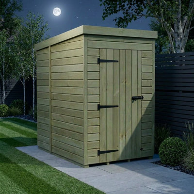 Total Sheds 4ft x 7ft Pent Garden Shed - Single Door - No Windows - Pressure Treated Timber - UK Manufactured