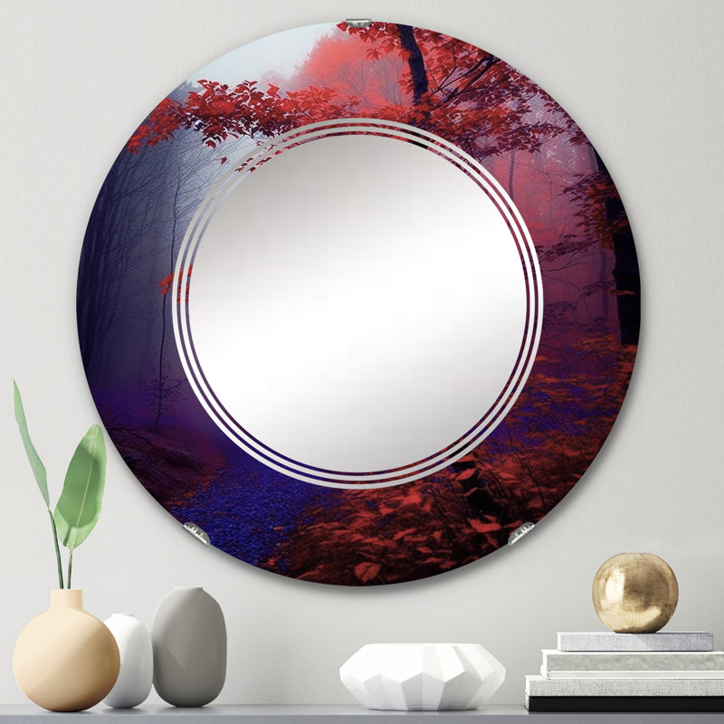 Sharber - Miroir mural rond forêt, 24 po x 24 po
