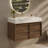 36 Inch Floating Bathroom Vanity with Sink, Solid Wood Wall Mounted Bathroom Cabinet, White Calacatta Quartz Stone Integrated Countertop & Undermount Sink, Modern Minimalist Bathroom Storage Vanity Cabinet for Bathroom