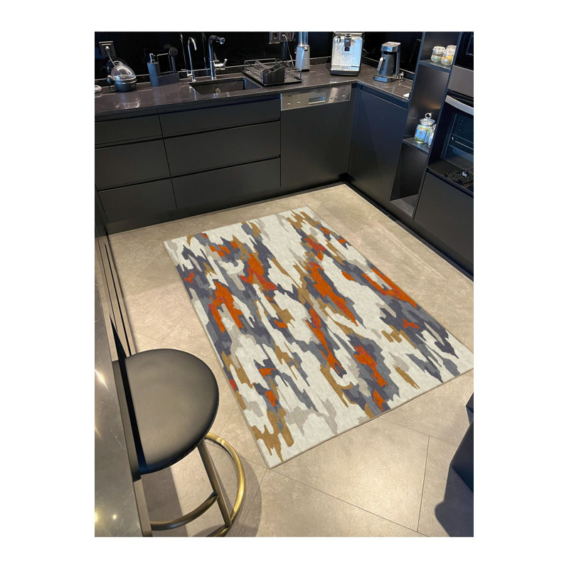Tapis tissé à motif militaire lavable à la machine, Carré 3 pi 11 po