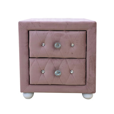 Table de chevet rose rembourrée 2 po