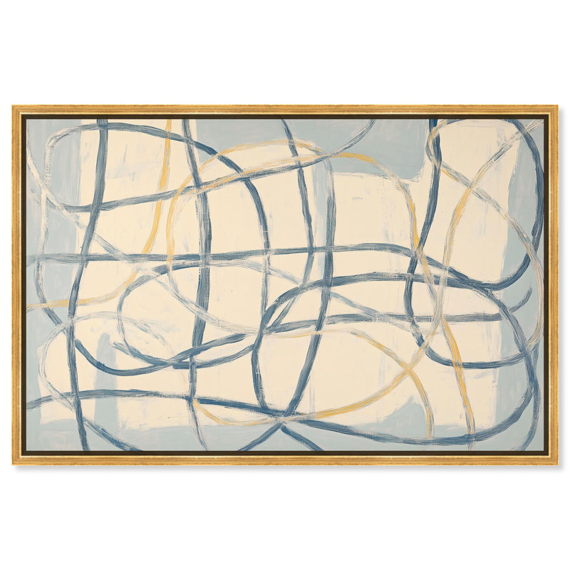 Art mural minimaliste, "Unbroken Line I" par , H 11 po x l 16 po, Cadre flottant doré