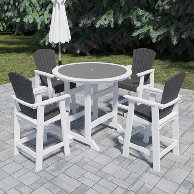 Ensemble de table de bar en PEHD avec table haute d'extérieur et 4 grandes chaises Adirondack