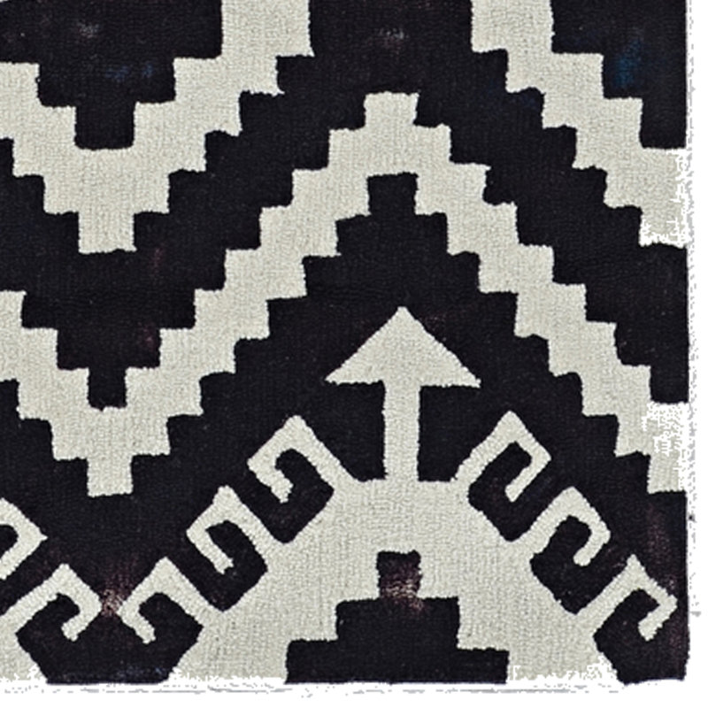 Equelle Handmade Rug Geo Teal Cream, Rectangle 8' x 10'