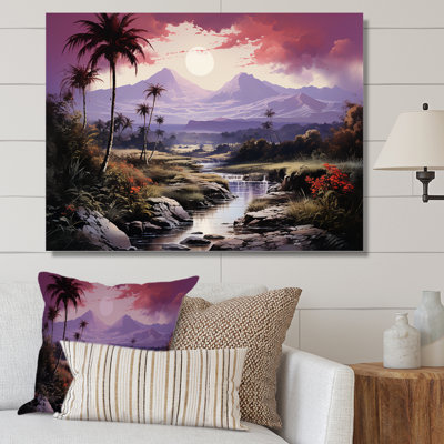«Abstract Hawaii Palm Tree Sunset III», reproduction sur toile