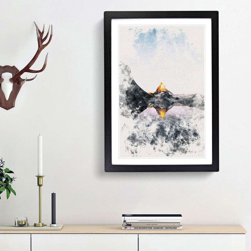 Matterhorn Mountain in Zermatt - Picture Frame Painting Print, 87cm H x 62cm W x 2cm D, Black Framed