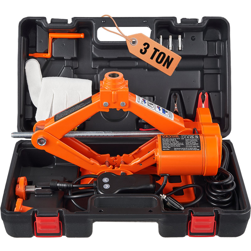 Electric Car Jack, 3 Tons /6600 lbs Scissor Jack, 12V Electric Automatic Jack with Double Saddles