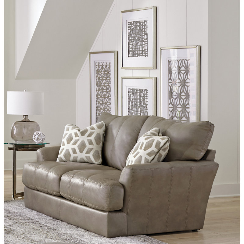 Canapé Ciriaca, Cuir beige assorti, H 37 po x l 68 po x P 45 po