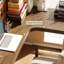 Bureau d'angle entièrement en bois massif, bureau d'angle en forme de L-1945377135-1945377107