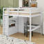 Lit mezzanine double avec bureau, garde-robe, tablettes et tiroirs-109354099