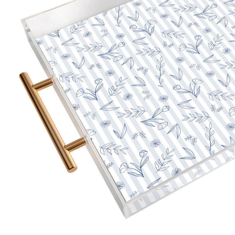 Cassidy Rae Marietta Swiss Cross Remix Acrylic Tray, Abstract, Blue