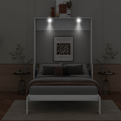 Queen Murphy Bed with Desk, LED Lights, and USB Charging