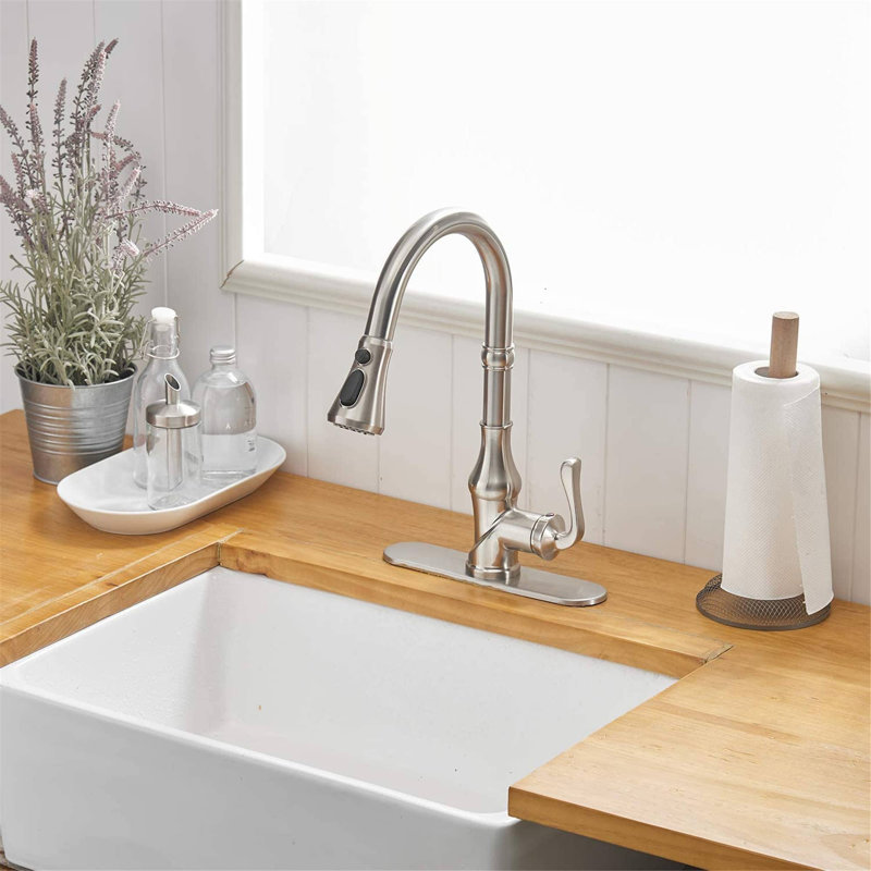 AWZTOO Pull Down Kitchen Faucet, Brushed Nickel