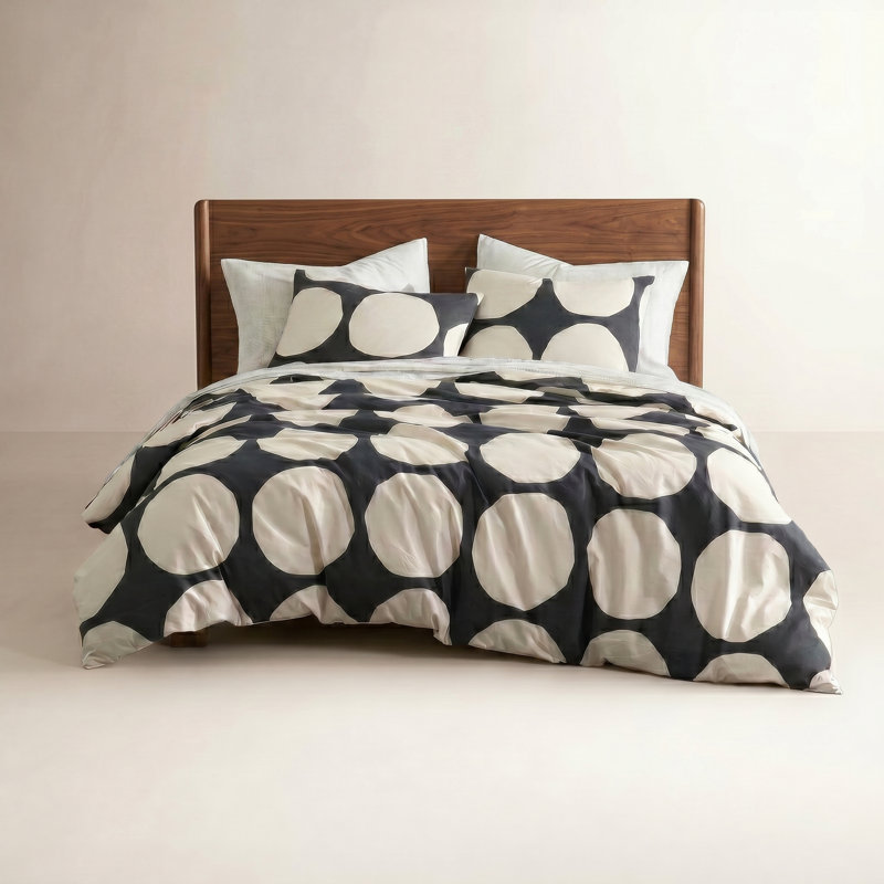 Marimekko Kivet Charcoal Cotton Duvet Cover Set, King Duvet Cover + 2 King Shams