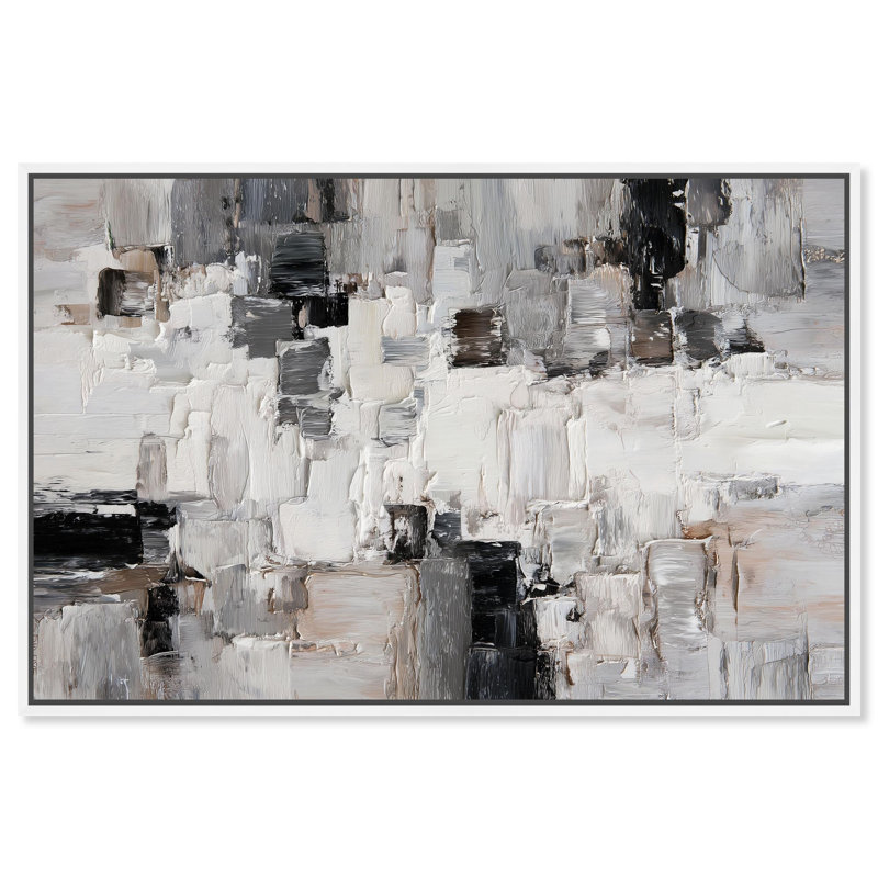 Art mural moderne, reproduction d'art sur toile en béton abstrait III par Art Remedy, cadre blanc, 15 x 10, H 11 po x l 16 po