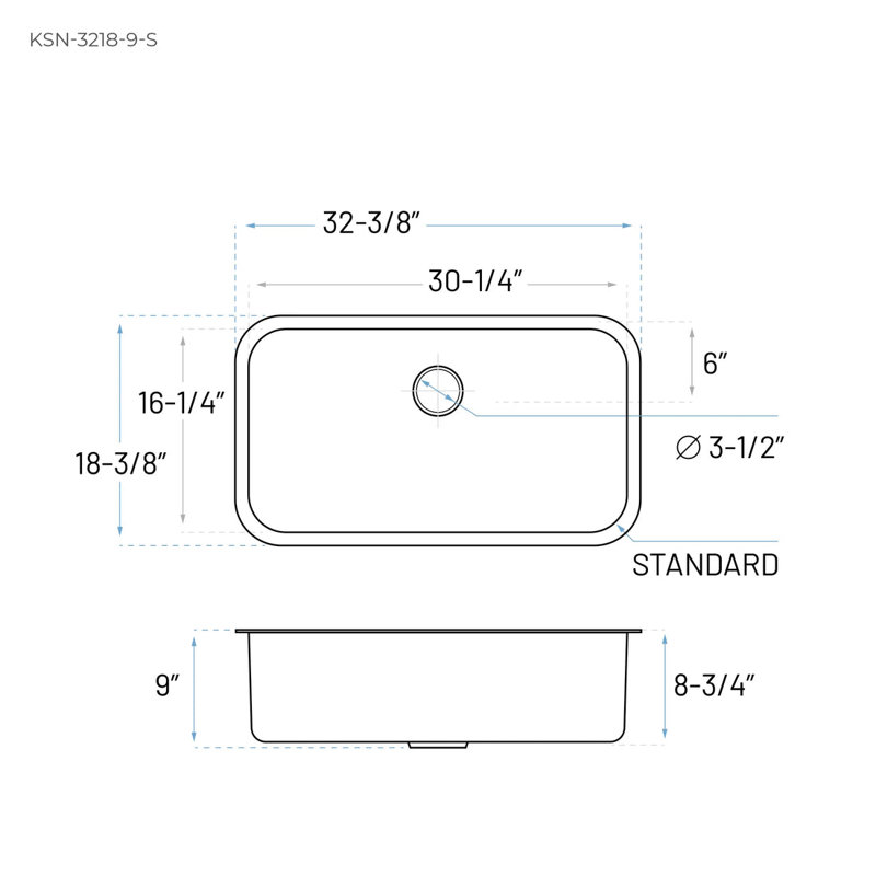 32.375'' L Undermount Single Bowl Stainless Steel Kitchen Sink