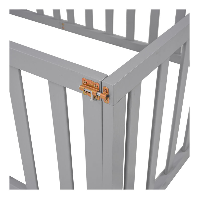 Structure de lit de jour simple en bois avec clôture, gris